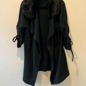 Miilla Clothing Black Cape with Faux Fur Collar